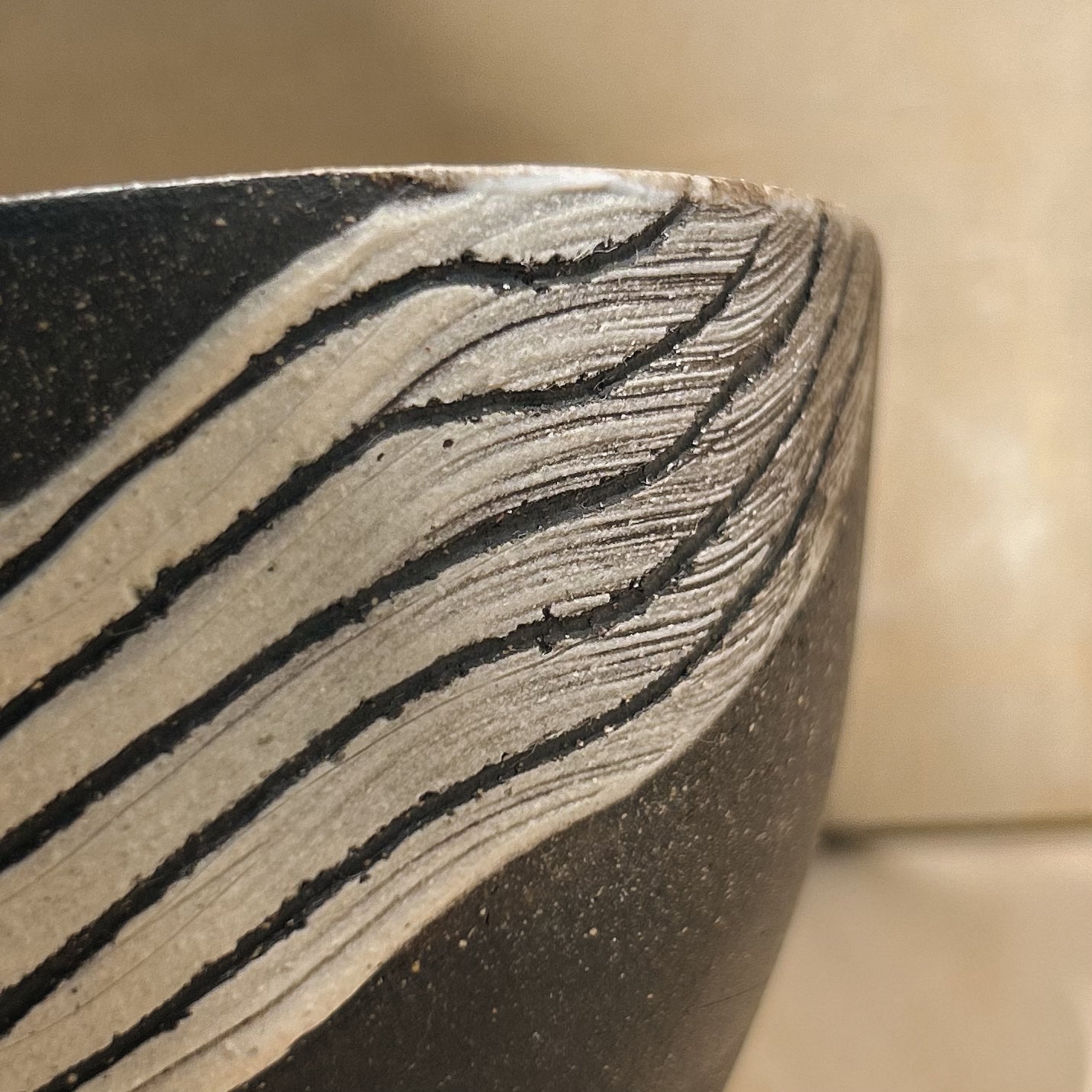 Stoneware "Ripples" Japanese Teacup