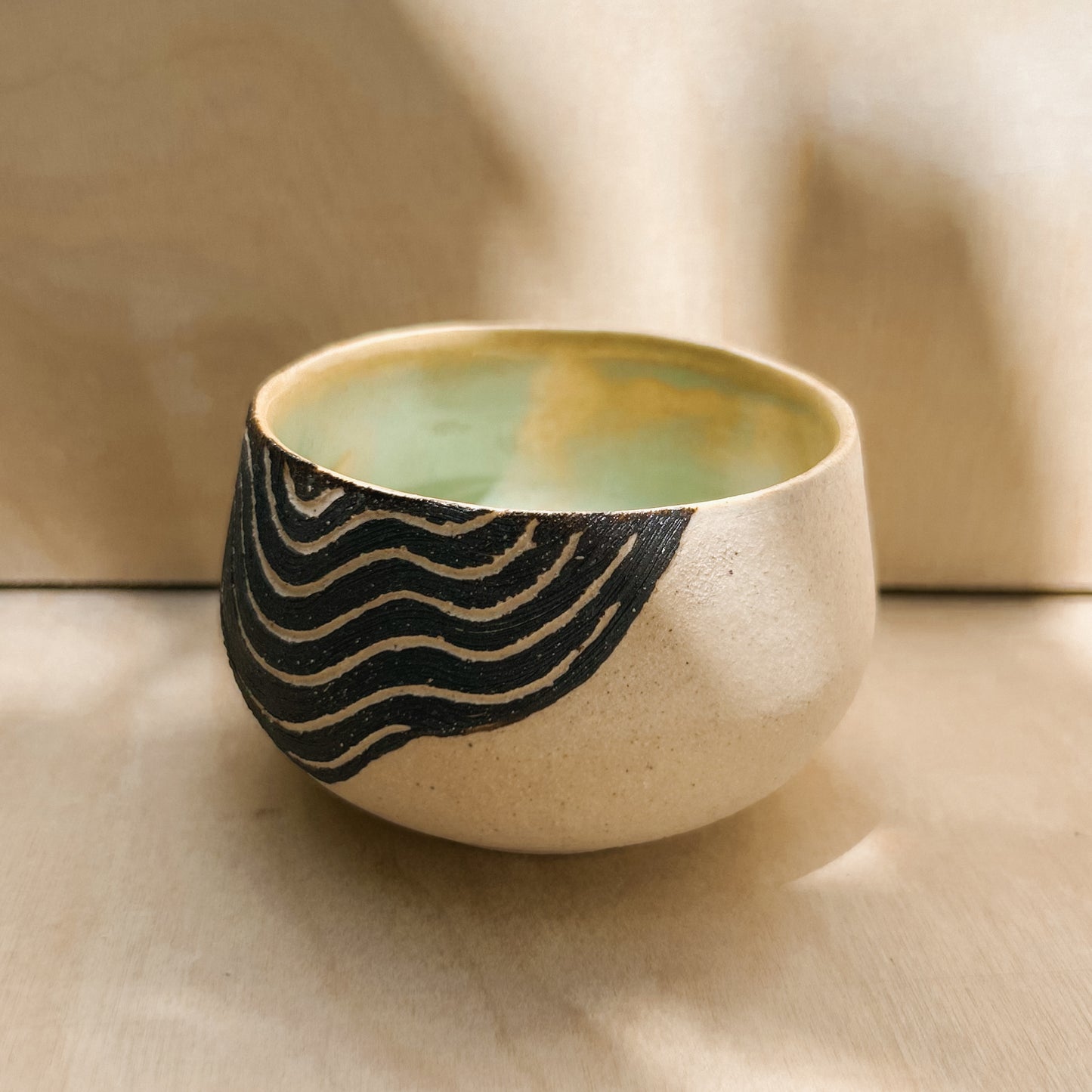 Stoneware "Ripples" Japanese Teacup